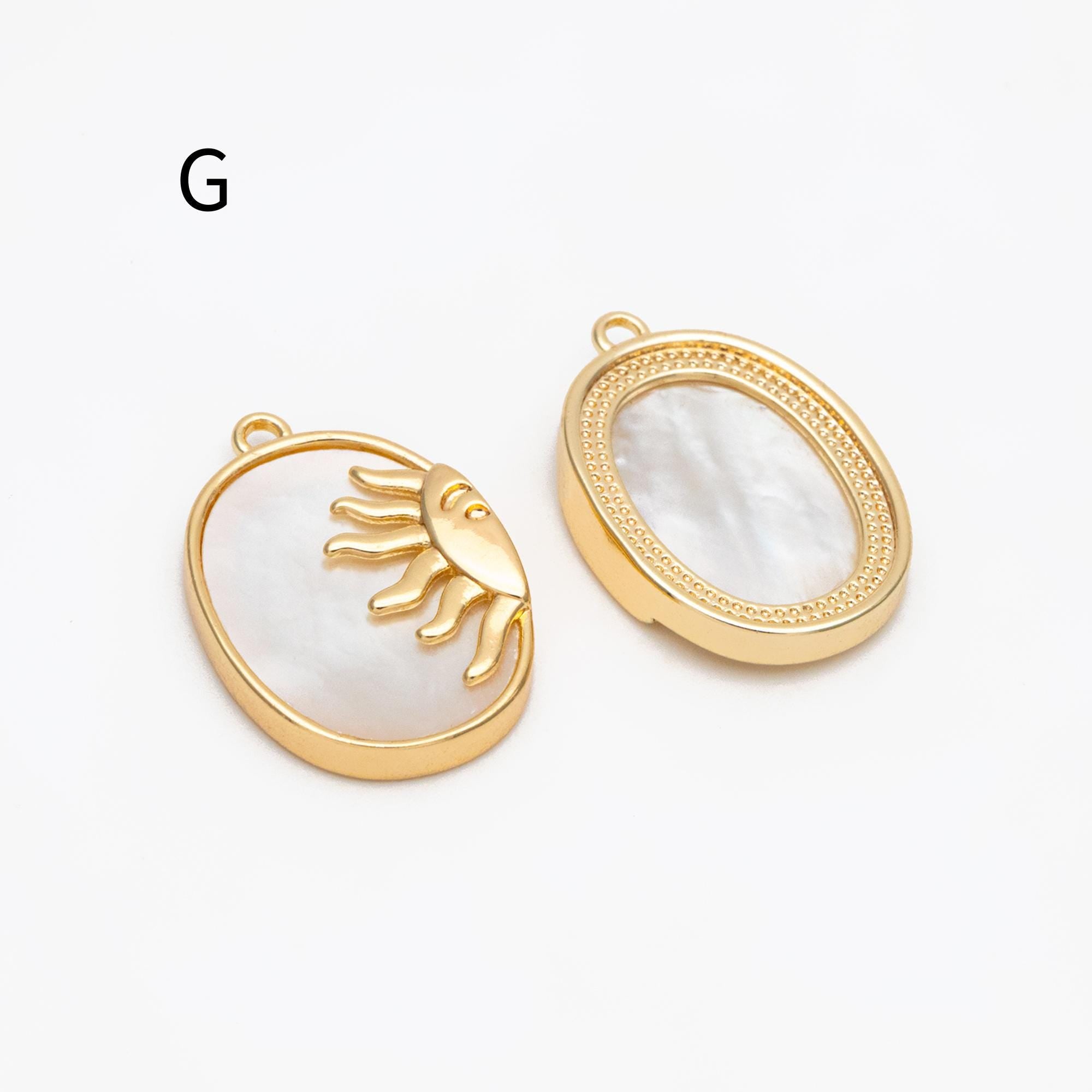 4pcs CZ Pave Gold/ Silver Sun Charms, 18K Gold/ Rhodium plated Brass, Sun Pendants (GB-2259)